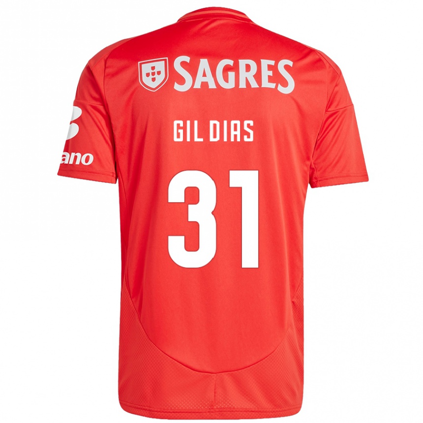 Niño Fútbol Camiseta Gil Dias #31 Rojo Blanco 1ª Equipación 2024/25