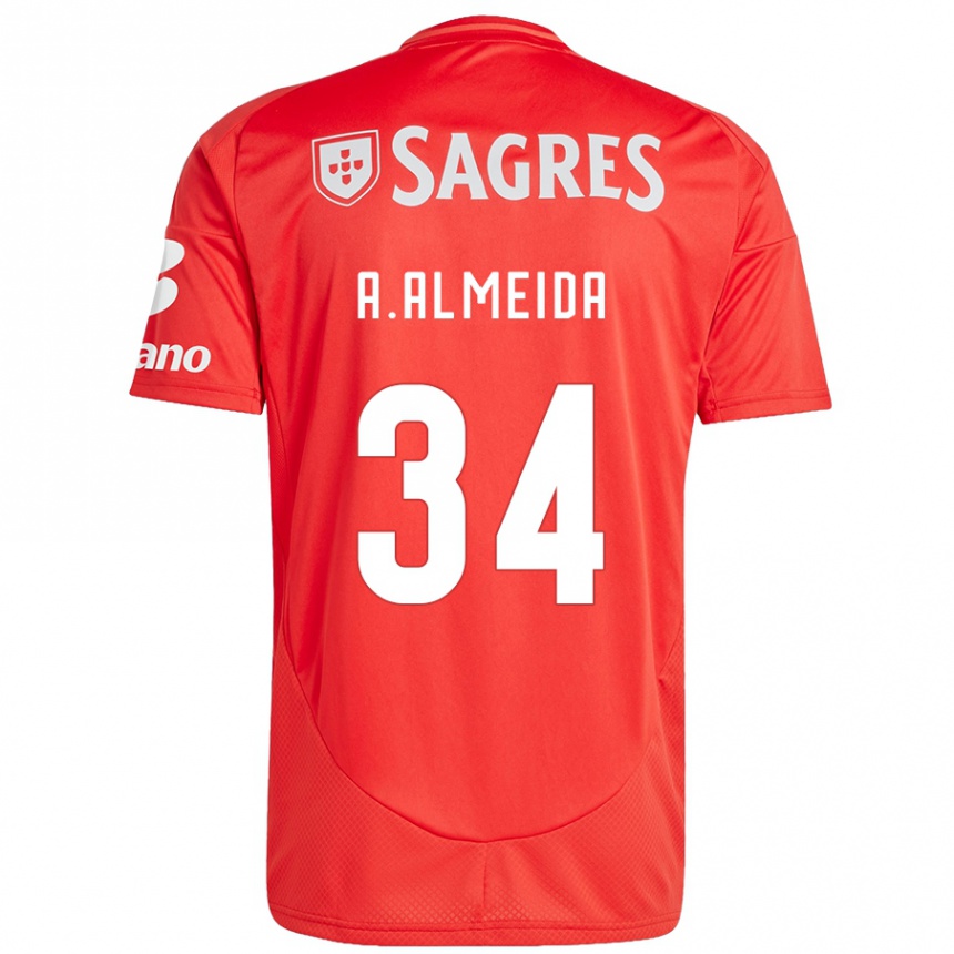 Niño Fútbol Camiseta Andre Almeida #34 Rojo Blanco 1ª Equipación 2024/25