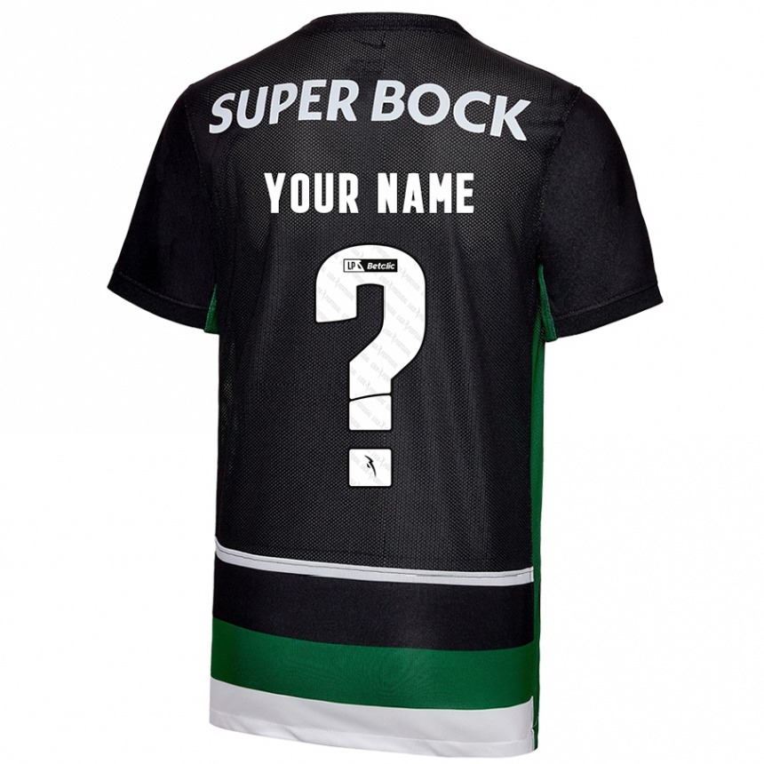 Niño Fútbol Camiseta Su Nombre #0 Negro Blanco Verde 1ª Equipación 2024/25