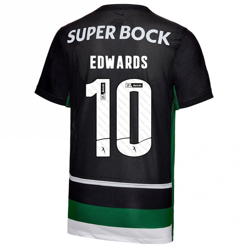 Niño Fútbol Camiseta Marcus Edwards #10 Negro Blanco Verde 1ª Equipación 2024/25