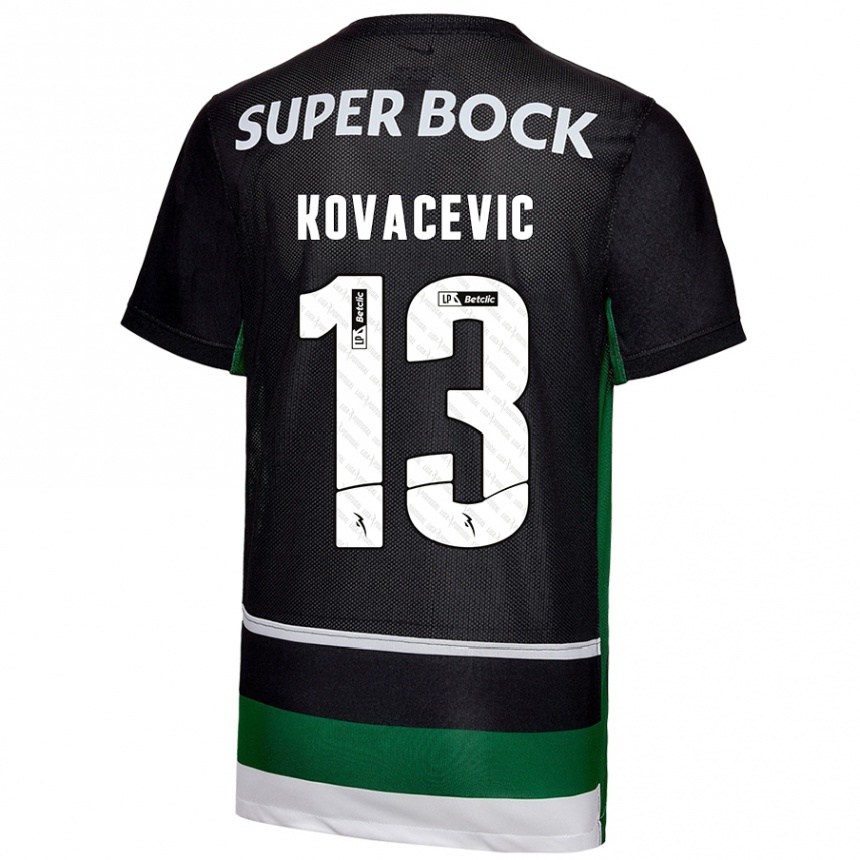 Niño Fútbol Camiseta Vladan Kovacevic #13 Negro Blanco Verde 1ª Equipación 2024/25