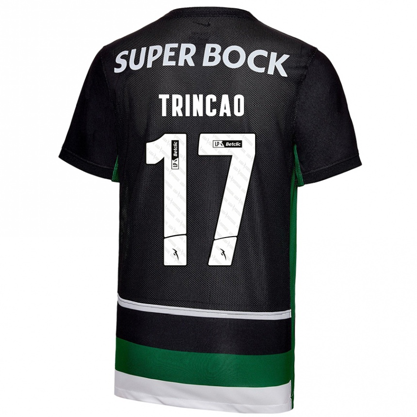 Niño Fútbol Camiseta Trincão #17 Negro Blanco Verde 1ª Equipación 2024/25