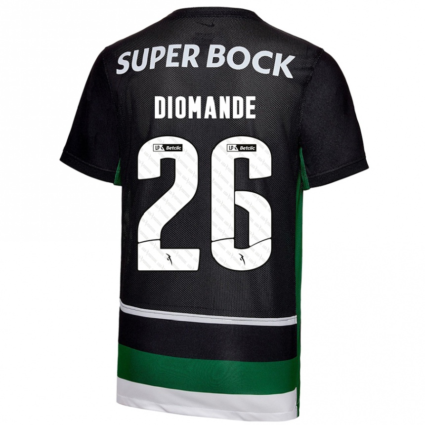 Niño Fútbol Camiseta Ousmane Diomande #26 Negro Blanco Verde 1ª Equipación 2024/25