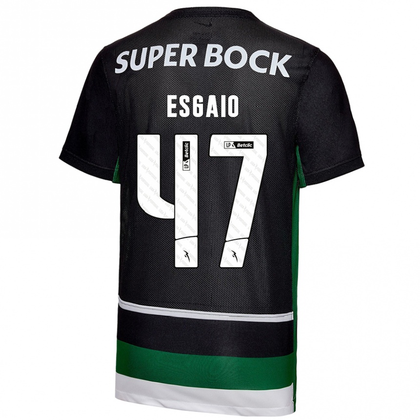 Niño Fútbol Camiseta Ricardo Esgaio #47 Negro Blanco Verde 1ª Equipación 2024/25