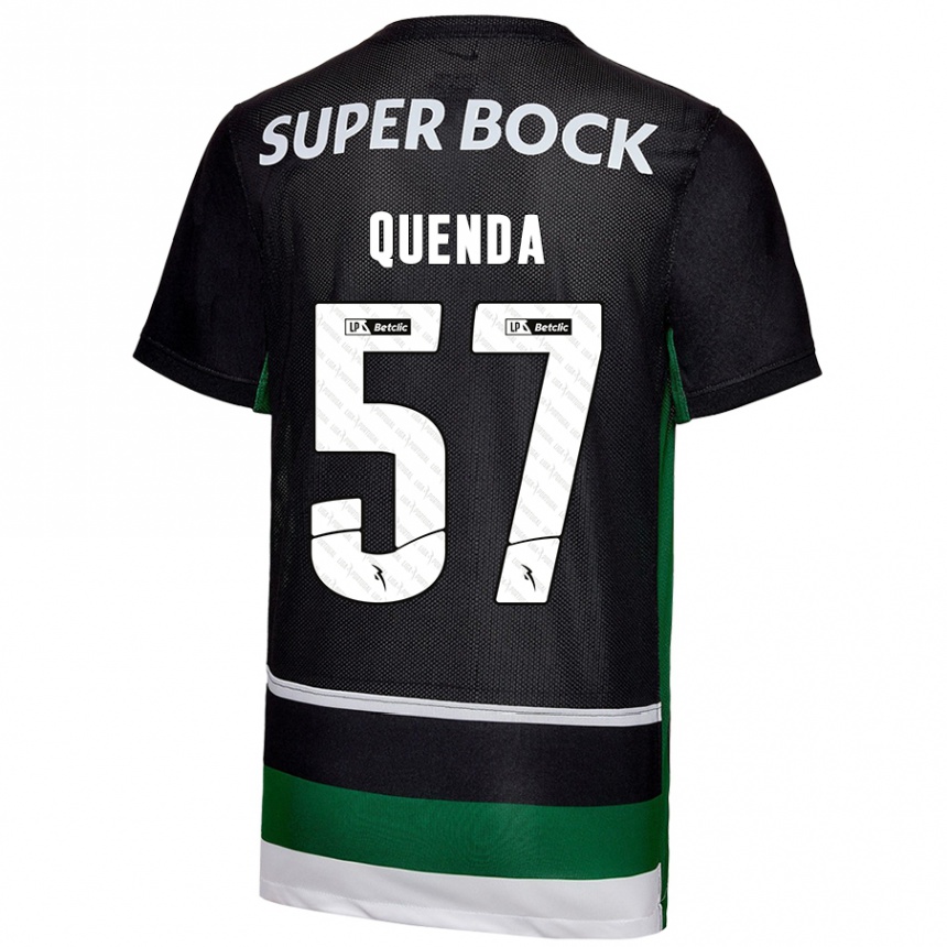 Niño Fútbol Camiseta Geovany Quenda #57 Negro Blanco Verde 1ª Equipación 2024/25