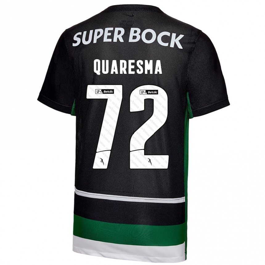 Niño Fútbol Camiseta Eduardo Quaresma #72 Negro Blanco Verde 1ª Equipación 2024/25