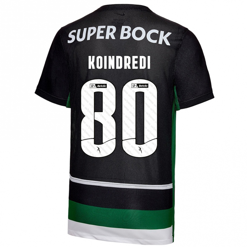 Niño Fútbol Camiseta Koba Koindredi #80 Negro Blanco Verde 1ª Equipación 2024/25