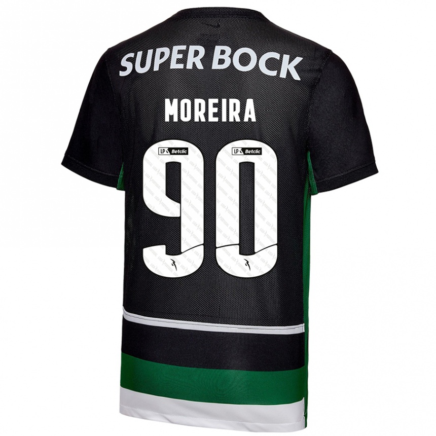 Niño Fútbol Camiseta Afonso Moreira #90 Negro Blanco Verde 1ª Equipación 2024/25