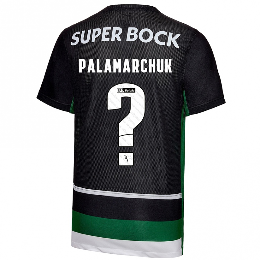 Niño Fútbol Camiseta Cristiano Vitaly Palamarchuk #0 Negro Blanco Verde 1ª Equipación 2024/25