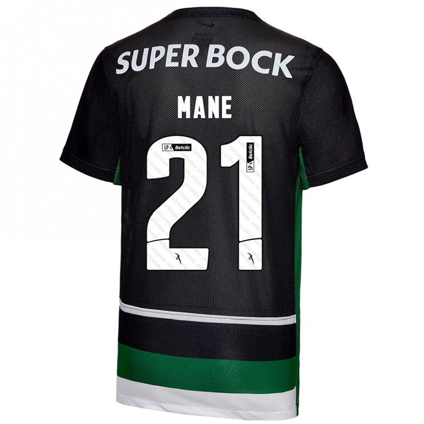 Niño Fútbol Camiseta Isnaba Mané #21 Negro Blanco Verde 1ª Equipación 2024/25