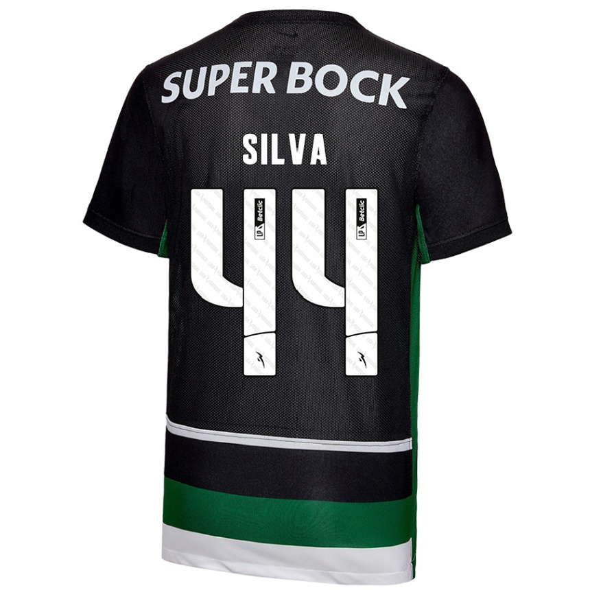 Niño Fútbol Camiseta Pedro Silva #44 Negro Blanco Verde 1ª Equipación 2024/25