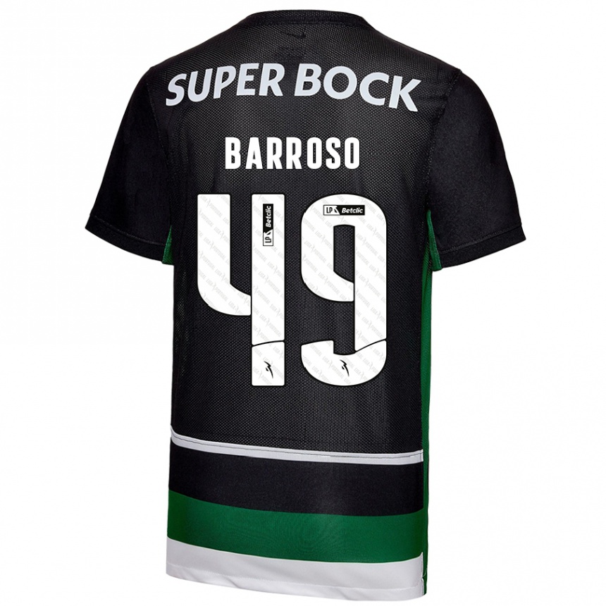 Niño Fútbol Camiseta Leonardo Barroso #49 Negro Blanco Verde 1ª Equipación 2024/25