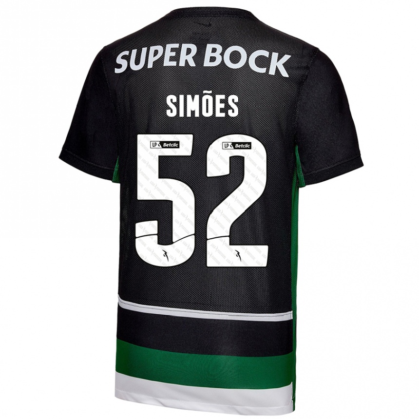 Niño Fútbol Camiseta João Simões #52 Negro Blanco Verde 1ª Equipación 2024/25