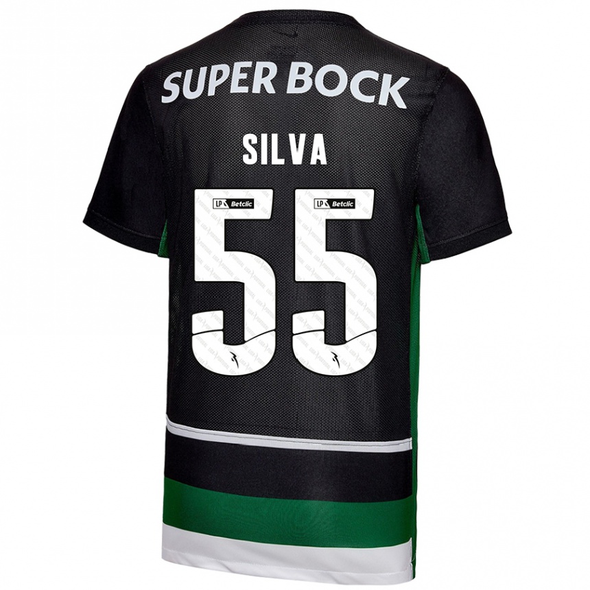 Niño Fútbol Camiseta José Silva #55 Negro Blanco Verde 1ª Equipación 2024/25