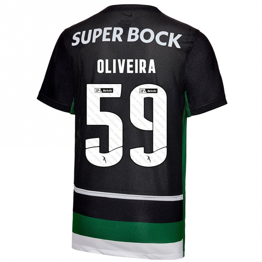 Niño Fútbol Camiseta Kauã Oliveira #59 Negro Blanco Verde 1ª Equipación 2024/25