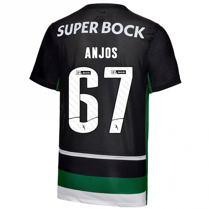 Niño Fútbol Camiseta Lucas Anjos #67 Negro Blanco Verde 1ª Equipación 2024/25