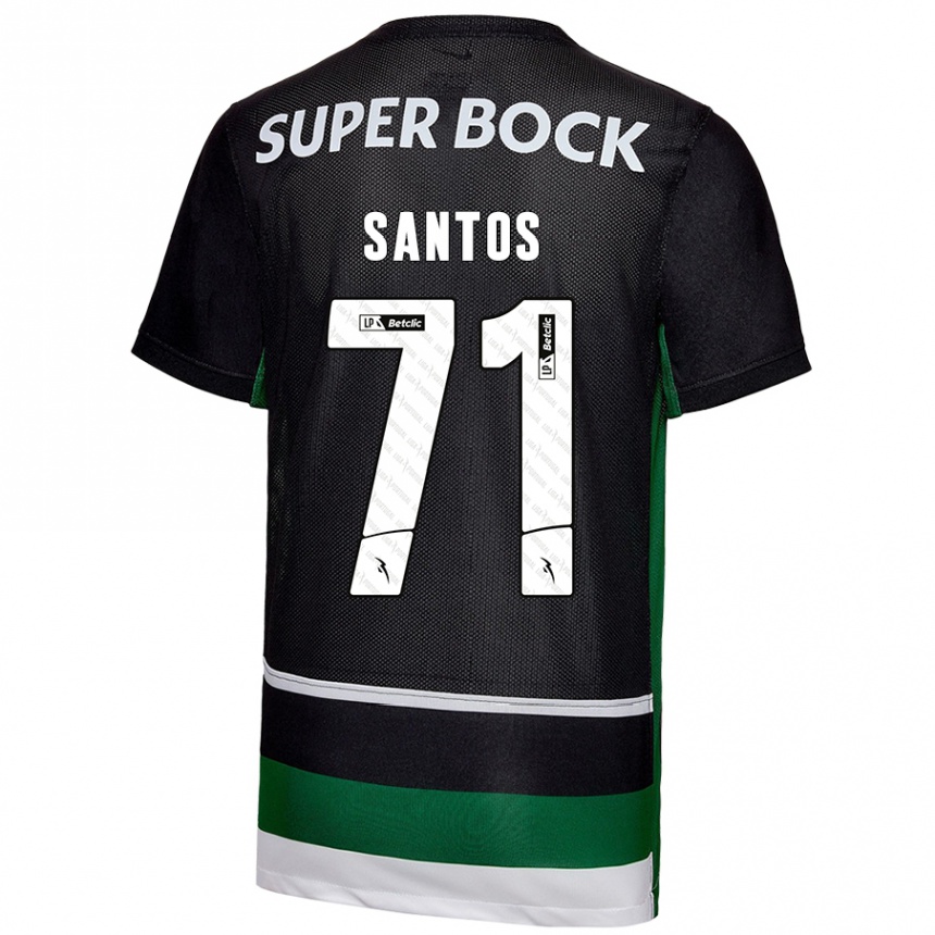 Niño Fútbol Camiseta Denilson Santos #71 Negro Blanco Verde 1ª Equipación 2024/25