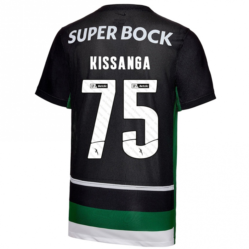 Niño Fútbol Camiseta Manuel Kissanga #75 Negro Blanco Verde 1ª Equipación 2024/25