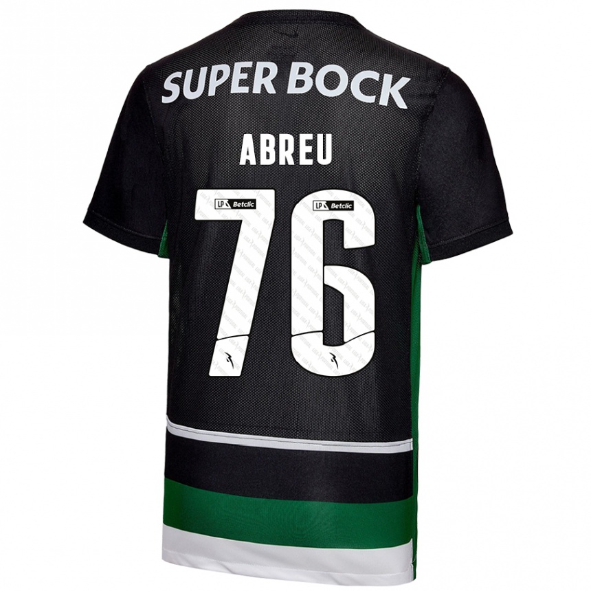 Niño Fútbol Camiseta Diogo Abreu #76 Negro Blanco Verde 1ª Equipación 2024/25