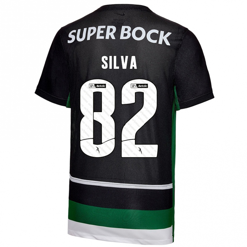 Niño Fútbol Camiseta Gabriel Silva #82 Negro Blanco Verde 1ª Equipación 2024/25