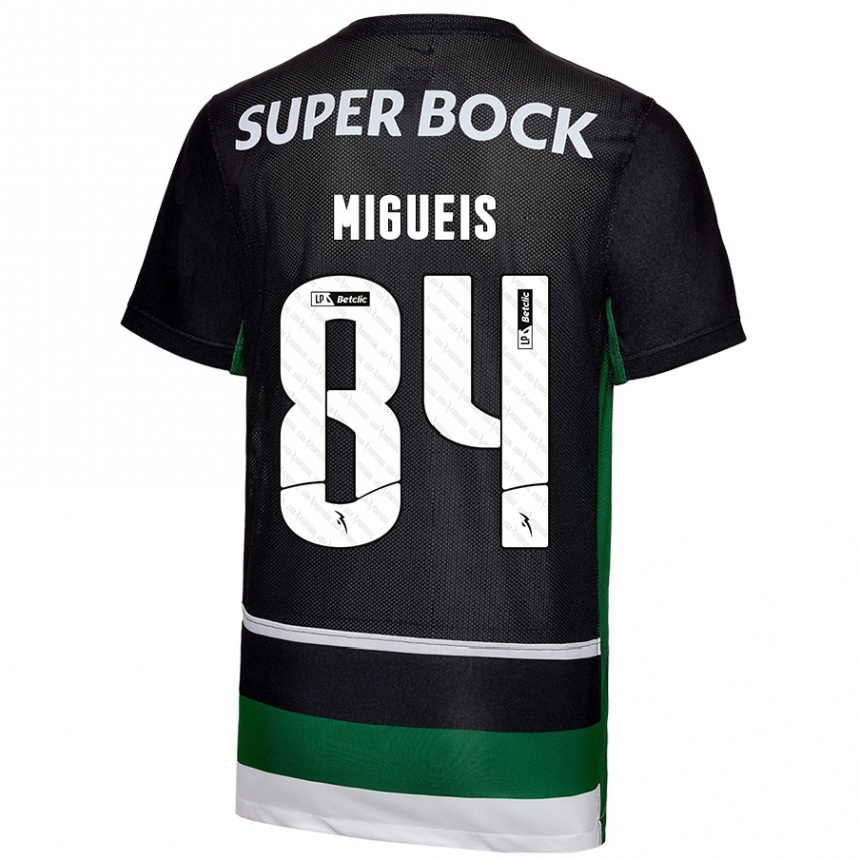 Niño Fútbol Camiseta Pedro Miguéis #84 Negro Blanco Verde 1ª Equipación 2024/25