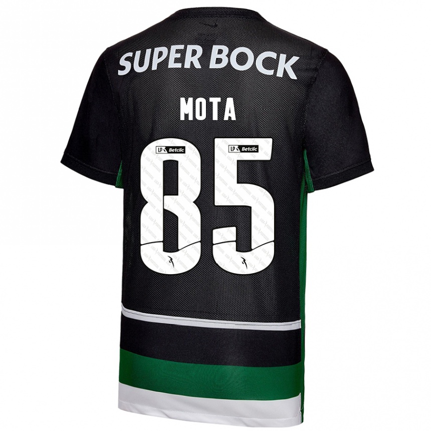 Niño Fútbol Camiseta Rafael Mota #85 Negro Blanco Verde 1ª Equipación 2024/25