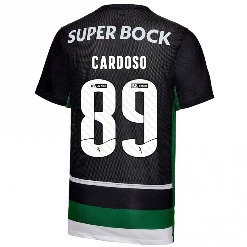 Niño Fútbol Camiseta Nilton Cardoso #89 Negro Blanco Verde 1ª Equipación 2024/25