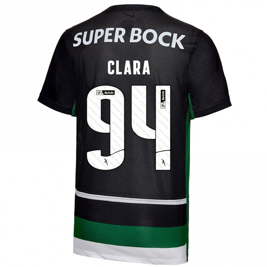 Niño Fútbol Camiseta Diogo Clara #94 Negro Blanco Verde 1ª Equipación 2024/25