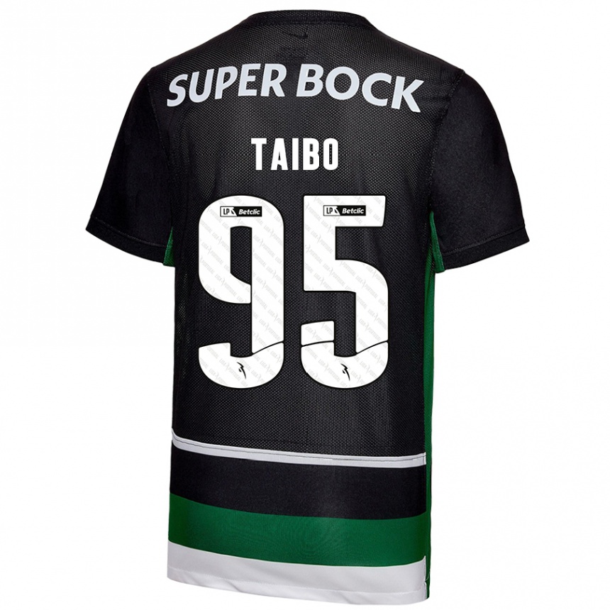 Niño Fútbol Camiseta Lucas Taibo #95 Negro Blanco Verde 1ª Equipación 2024/25