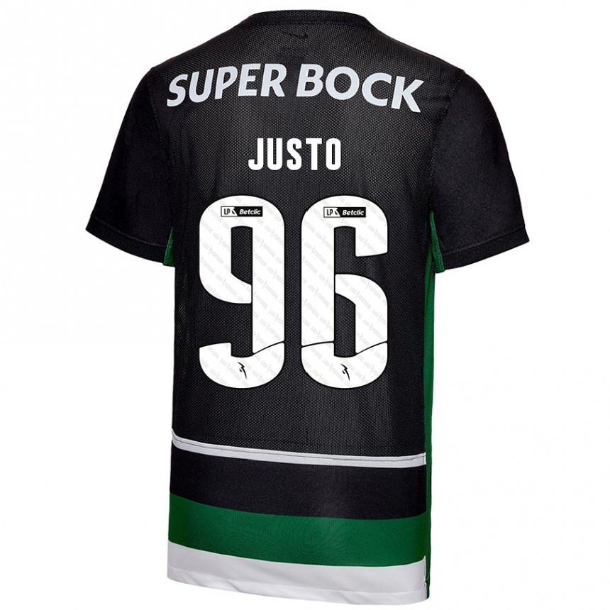 Niño Fútbol Camiseta Samuel Justo #96 Negro Blanco Verde 1ª Equipación 2024/25