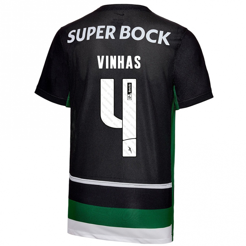 Niño Fútbol Camiseta Gabriela Vinhas #4 Negro Blanco Verde 1ª Equipación 2024/25