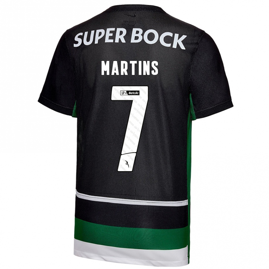 Niño Fútbol Camiseta Joana David Carromeu Martins #7 Negro Blanco Verde 1ª Equipación 2024/25