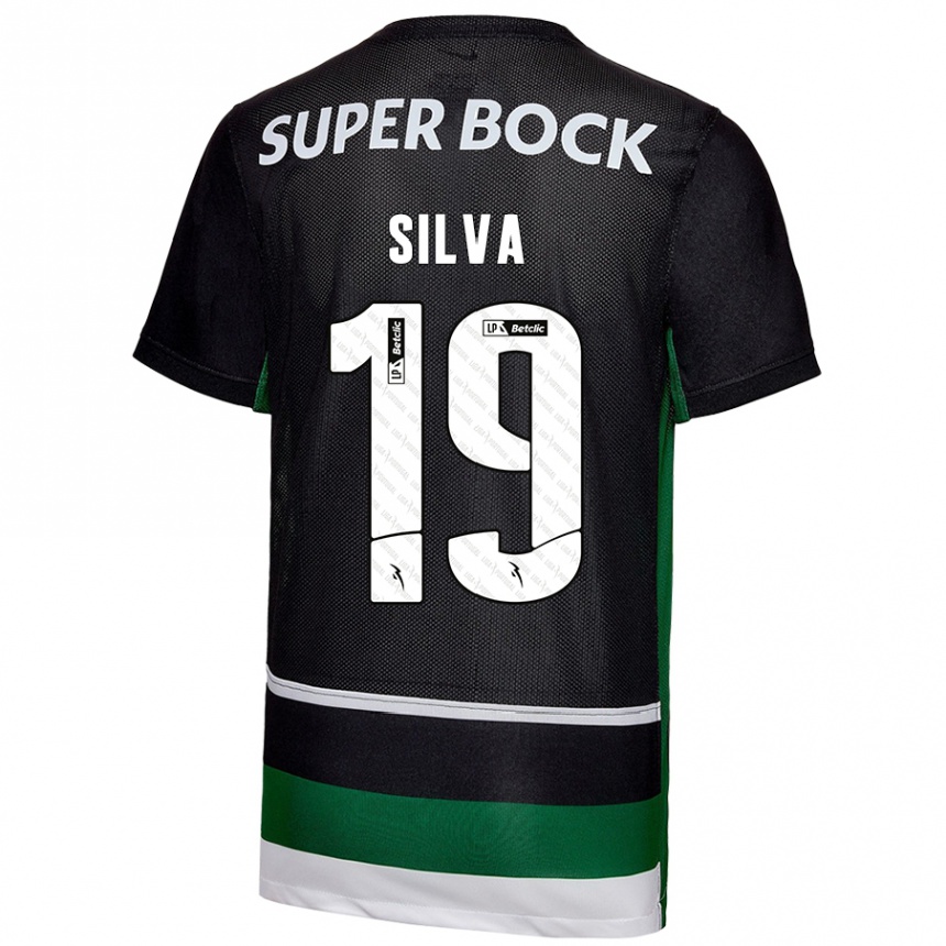 Niño Fútbol Camiseta Diana Silva #19 Negro Blanco Verde 1ª Equipación 2024/25