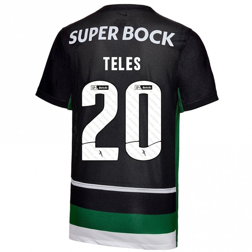 Niño Fútbol Camiseta Ana Isabel Teles #20 Negro Blanco Verde 1ª Equipación 2024/25