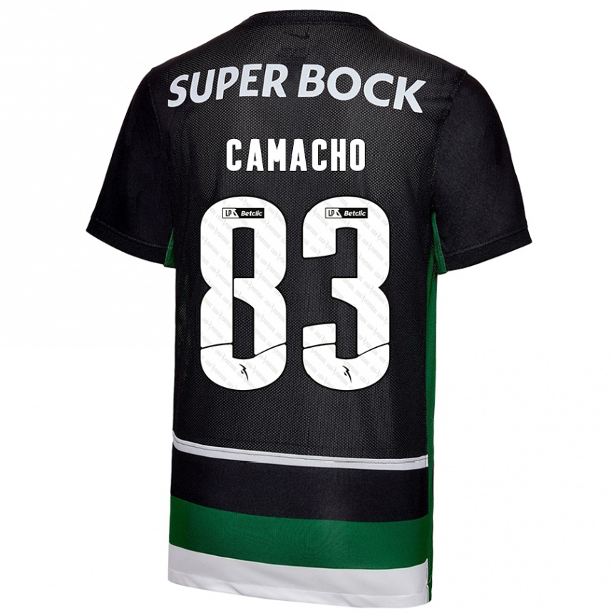 Niño Fútbol Camiseta Rafael Camacho #83 Negro Blanco Verde 1ª Equipación 2024/25