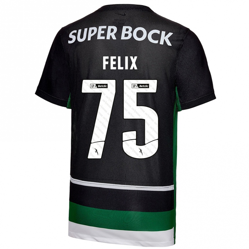 Niño Fútbol Camiseta Vando Félix #75 Negro Blanco Verde 1ª Equipación 2024/25