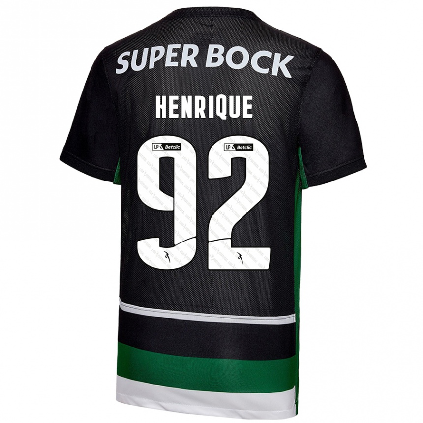 Niño Fútbol Camiseta Eduardo Henrique #92 Negro Blanco Verde 1ª Equipación 2024/25