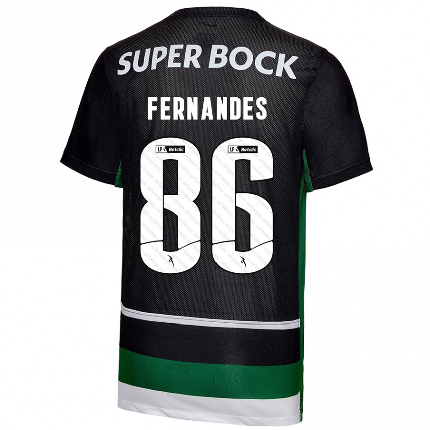 Niño Fútbol Camiseta Emanuel Fernandes #86 Negro Blanco Verde 1ª Equipación 2024/25