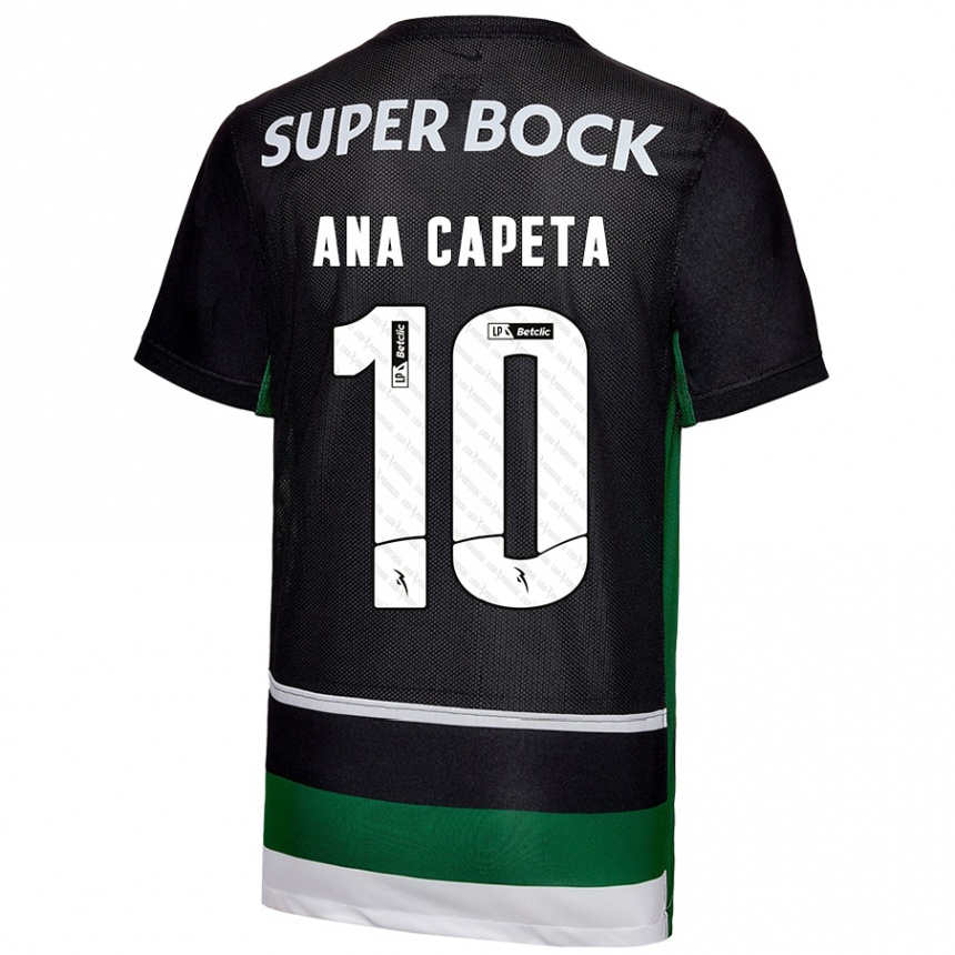 Niño Fútbol Camiseta Ana Capeta #10 Negro Blanco Verde 1ª Equipación 2024/25