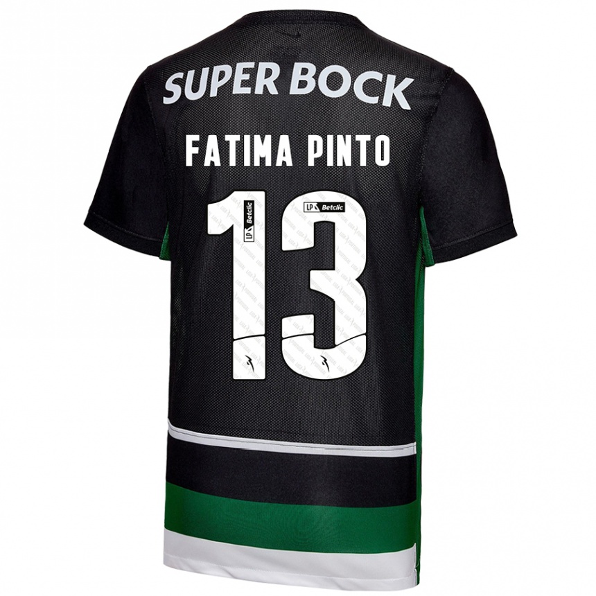 Niño Fútbol Camiseta Fátima Alexandra Figueira Pinto #13 Negro Blanco Verde 1ª Equipación 2024/25