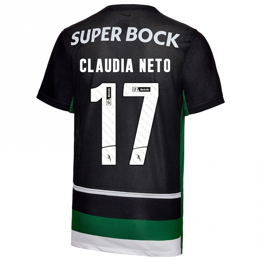 Niño Fútbol Camiseta Cláudia Teresa Pires Neto #17 Negro Blanco Verde 1ª Equipación 2024/25