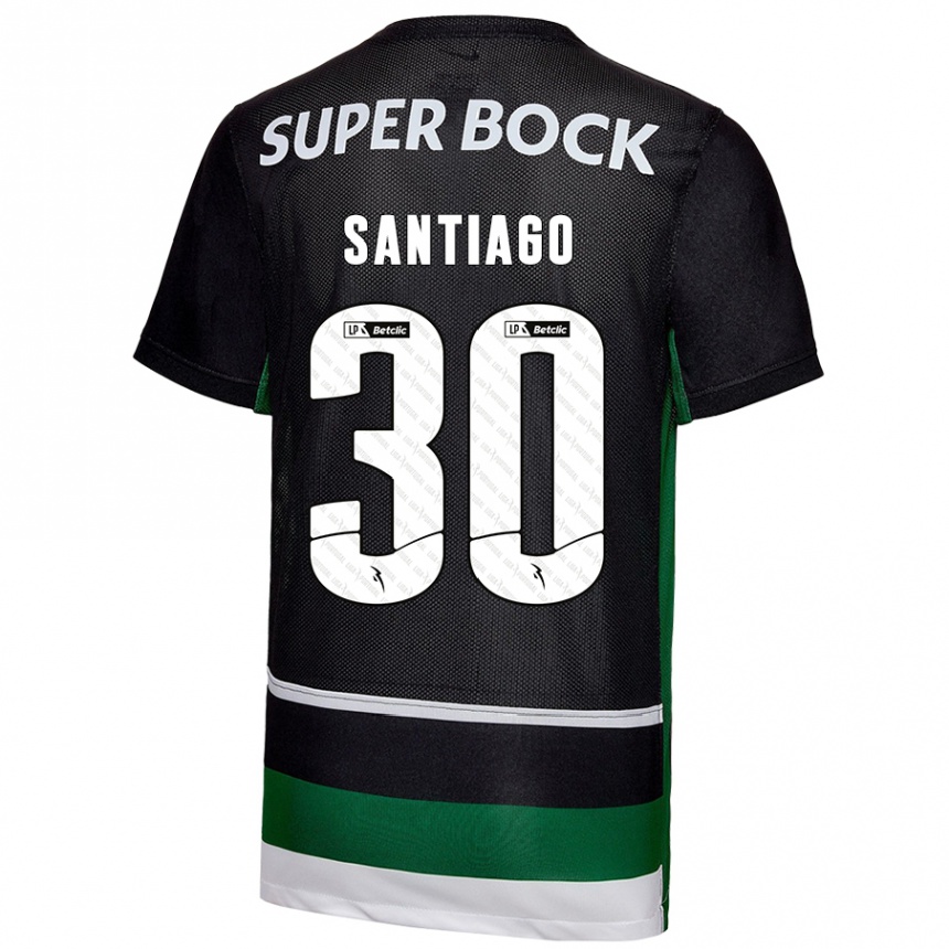 Niño Fútbol Camiseta Carolina Santiago #30 Negro Blanco Verde 1ª Equipación 2024/25