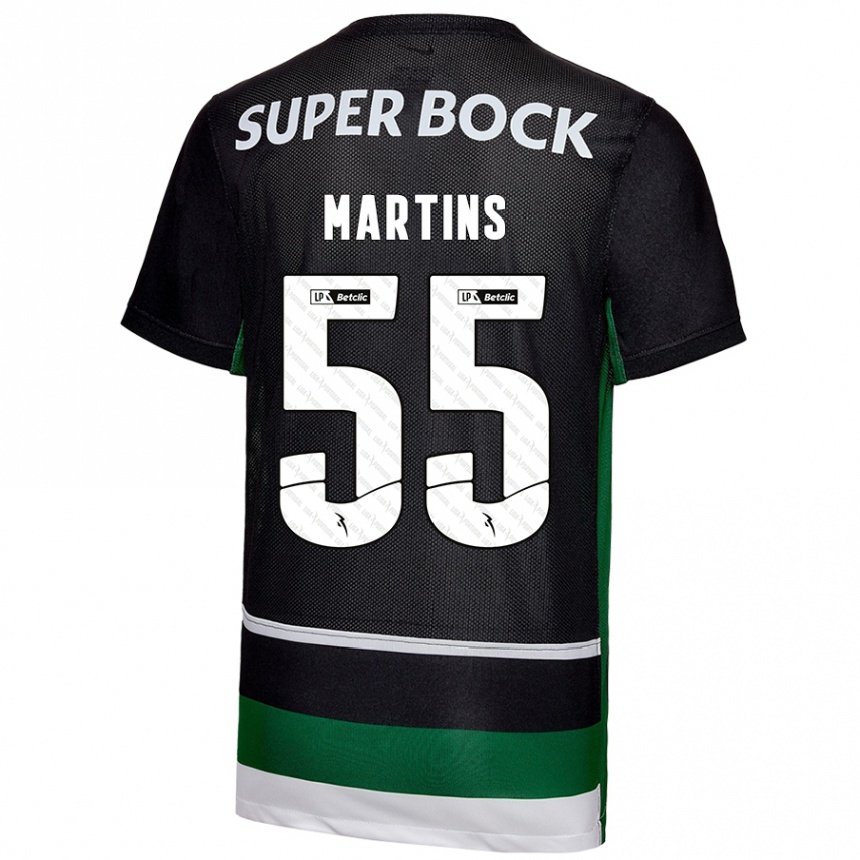 Niño Fútbol Camiseta Carolina Martins #55 Negro Blanco Verde 1ª Equipación 2024/25