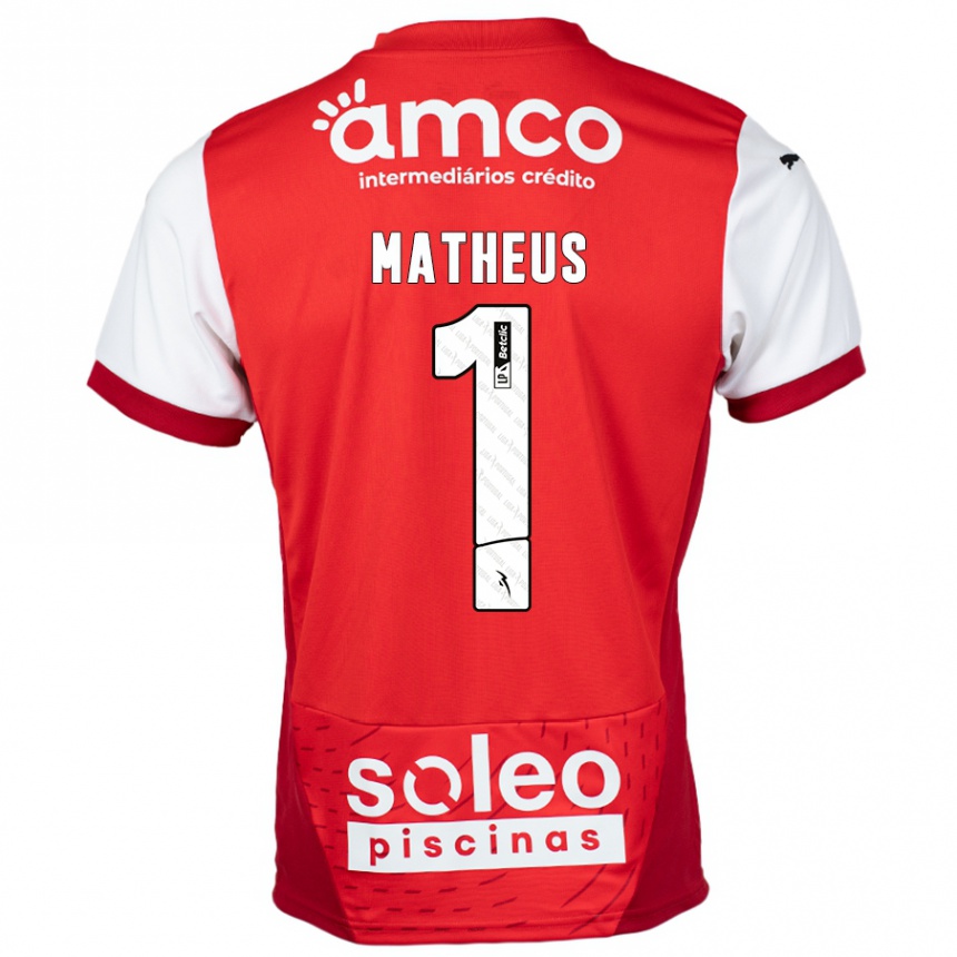 Niño Fútbol Camiseta Matheus #1 Rojo Blanco 1ª Equipación 2024/25