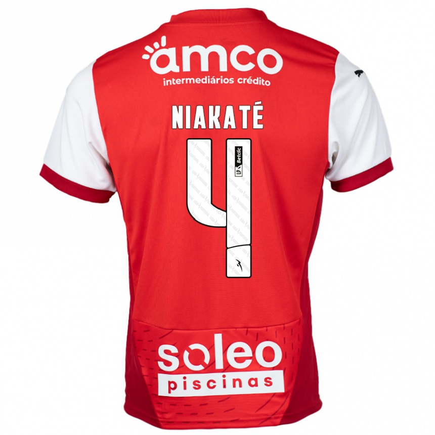 Niño Fútbol Camiseta Sikou Niakaté #4 Rojo Blanco 1ª Equipación 2024/25