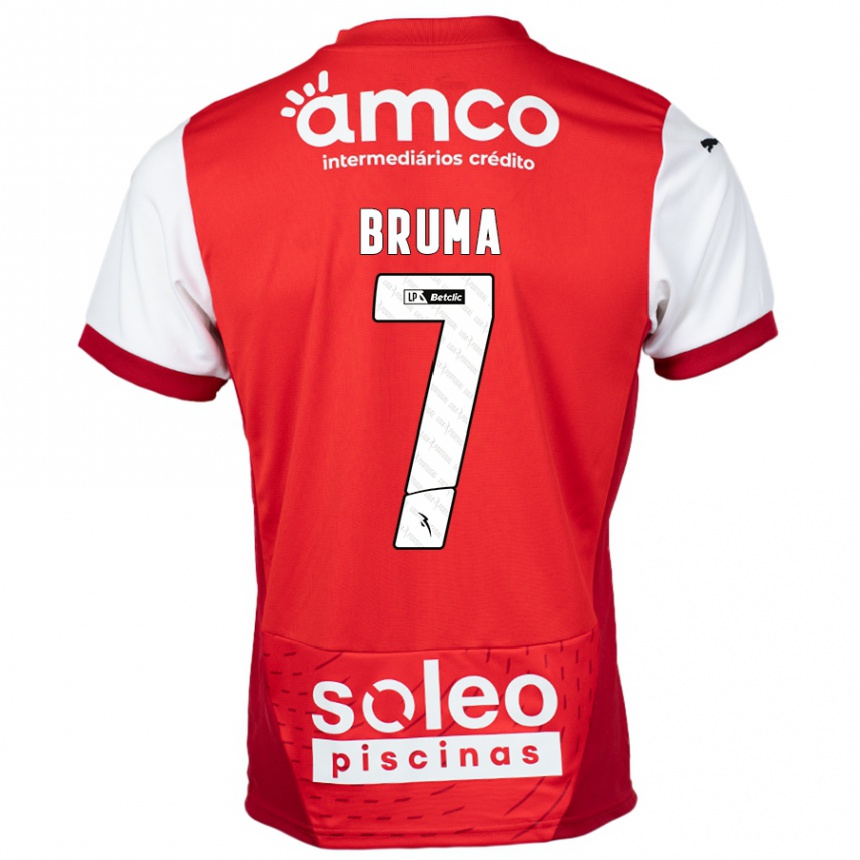 Niño Fútbol Camiseta Bruma #7 Rojo Blanco 1ª Equipación 2024/25