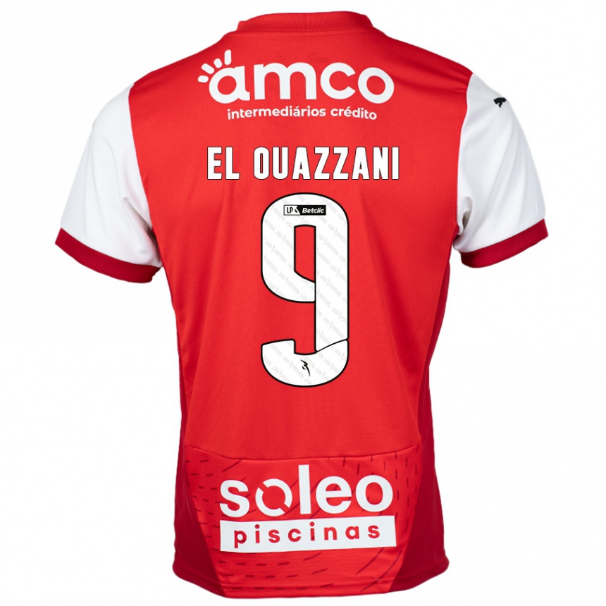 Niño Fútbol Camiseta Amine El Ouazzani #9 Rojo Blanco 1ª Equipación 2024/25