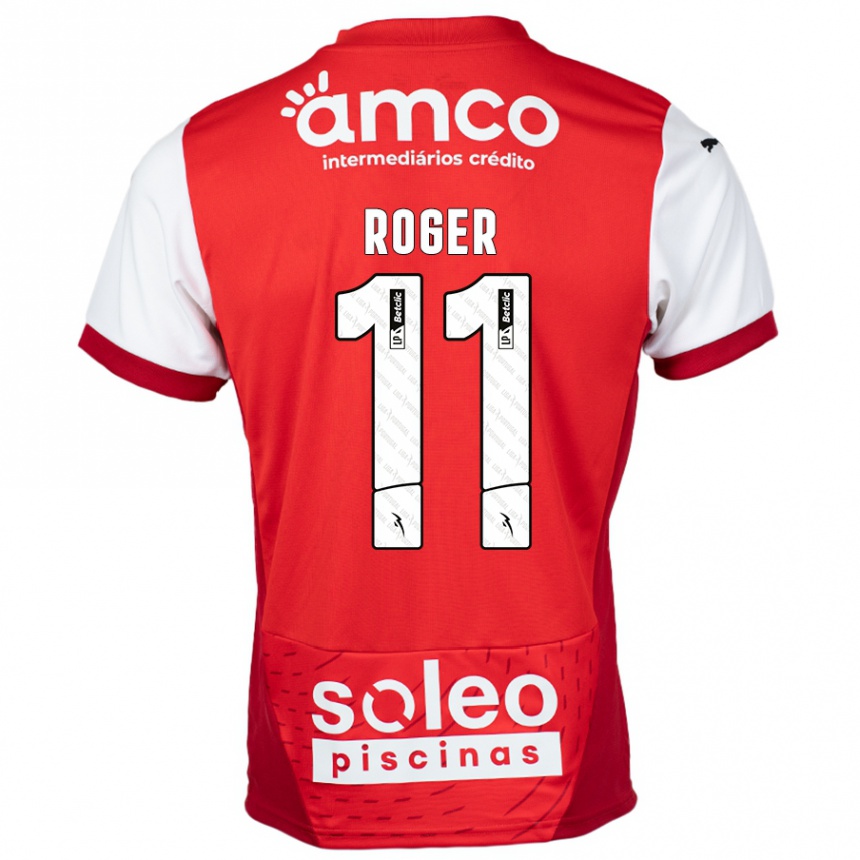 Niño Fútbol Camiseta Roger #11 Rojo Blanco 1ª Equipación 2024/25