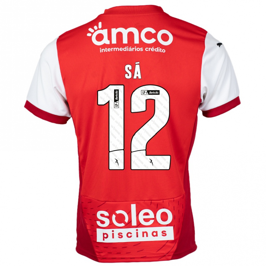 Niño Fútbol Camiseta Tiago Sá #12 Rojo Blanco 1ª Equipación 2024/25