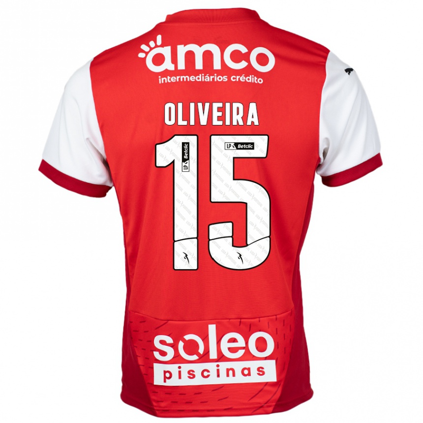 Niño Fútbol Camiseta Paulo Oliveira #15 Rojo Blanco 1ª Equipación 2024/25